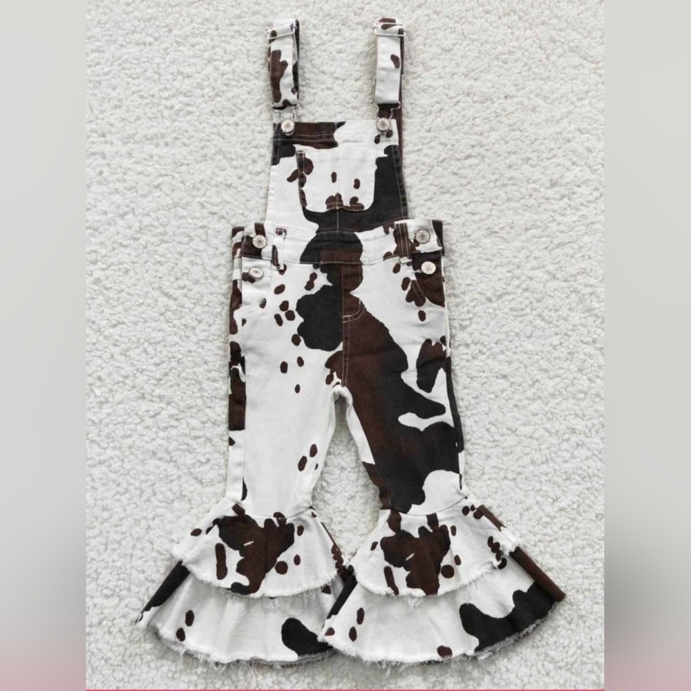NWT Brown Cow Print Kids Overalls